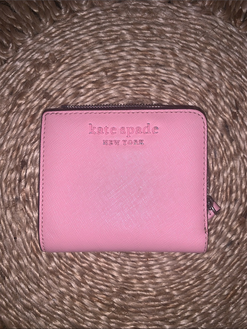 kate spade pink zip-around compact wallet